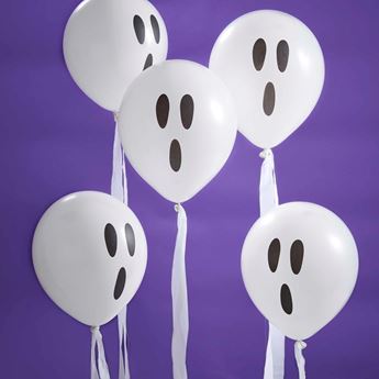 Imagen de Globos Fantasmas Blancos Serpentinas (10uds.)