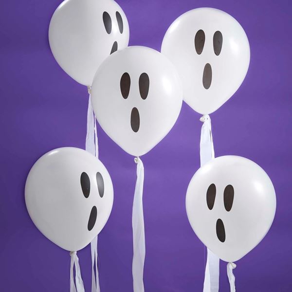 Imagens de Globos Fantasmas Blancos Serpentinas (10uds.)