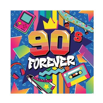 Imagen de Servilletas Años 90 Forever papel 33cm (12 unidades)