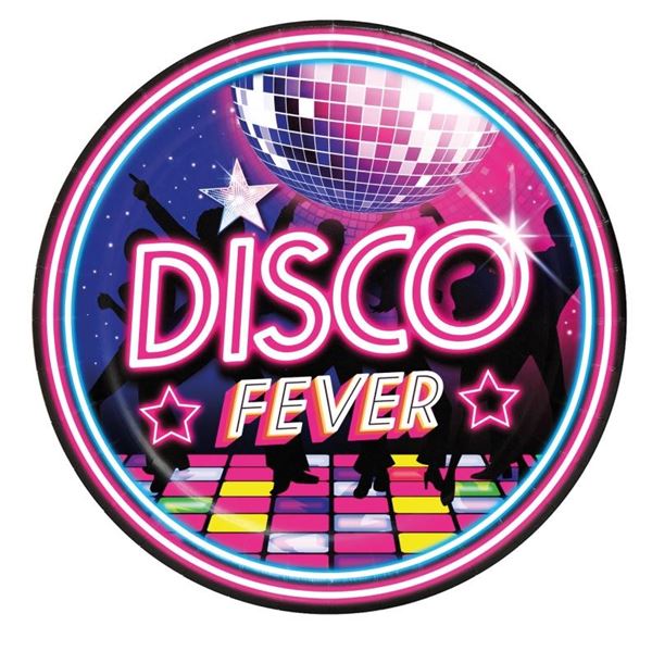 Picture of Platos Disco Fever cartón 23cm (6 uds.)