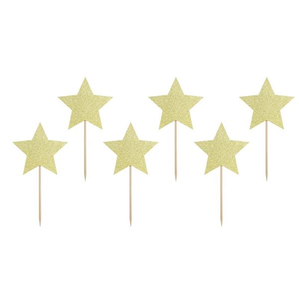 Imagen de Topper Cupcake Estrellas Doradas 11.5cm (6 uds.)