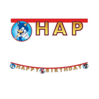 Imagen de Guirnalda Happy Birthday Sonic SEGA cartón