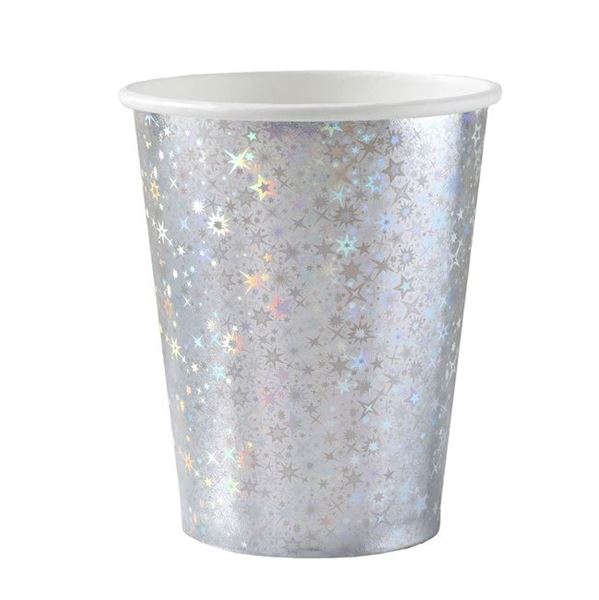 Imagen de Vasos Plateados Chispas cartón 270ml (10 unidades)