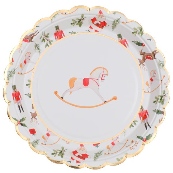 Picture of Platos Cascanueces Navidad Vintage cartón 23cm (10 uds.)