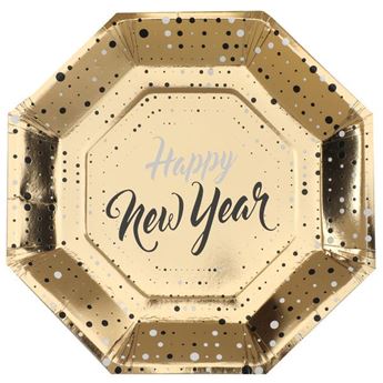 Imagen de Platos Año Nuevo Golden cartón 23cm (10 uds.)