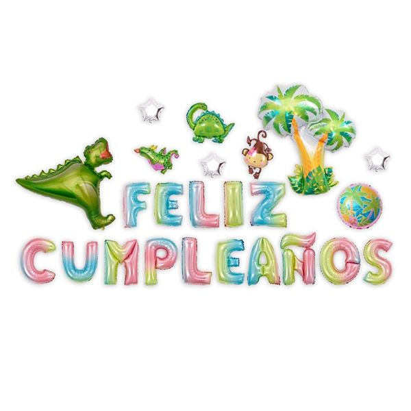 Imagen de Kit de globos Feliz cumpleaños Dinosaurios