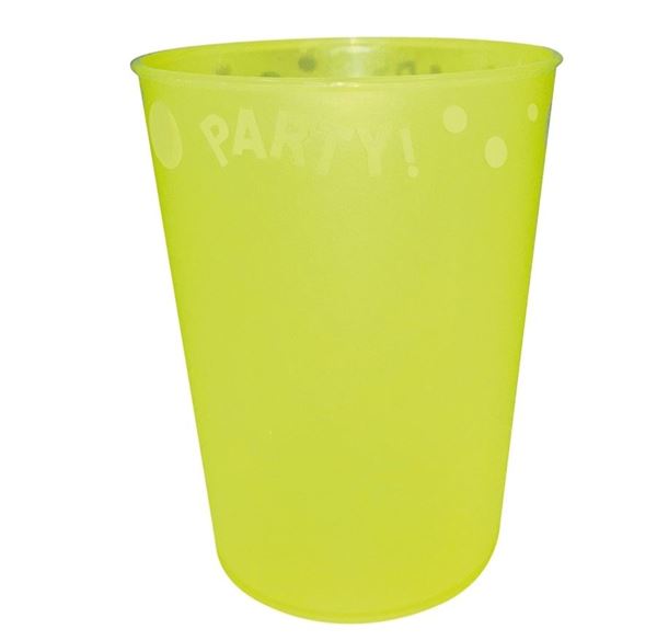 Imagen de Vaso Amarillo Fluor Party Plástico Duro Reutilizable