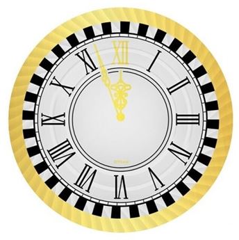Imagen de Bandeja Redonda de Cartón Reloj de Año Nuevo 30 cm (Pack de 2)