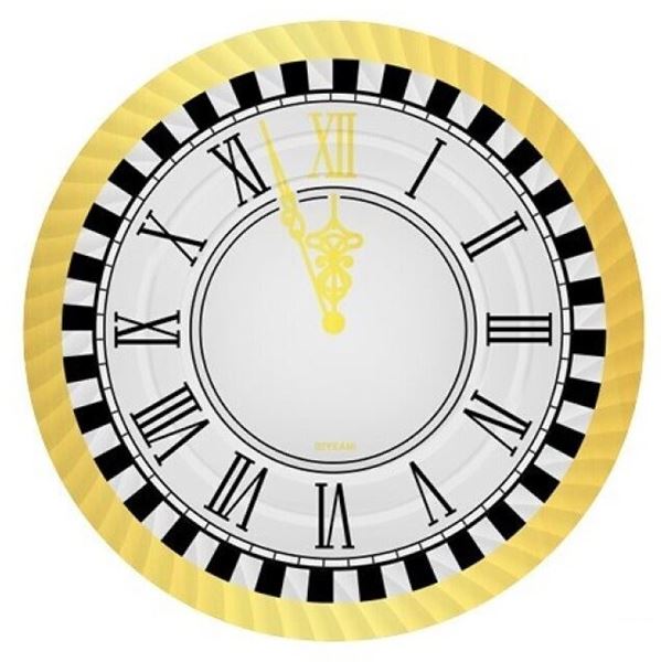 Picture of Bandeja Redonda de Cartón Reloj de Año Nuevo 30 cm (Pack de 2)