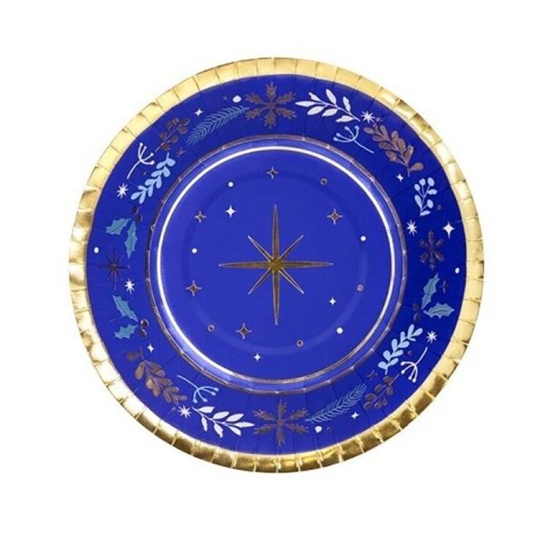 Picture of Bol Feliz Navidad Azul Noche cartón 18cm (6 uds.)
