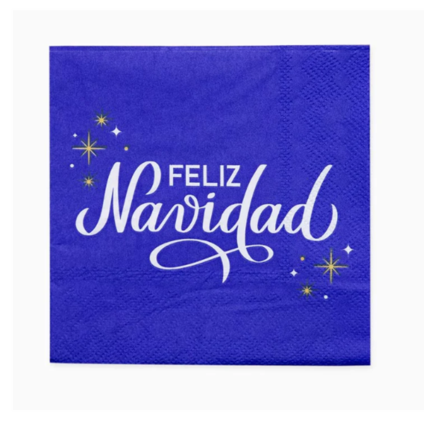 Picture of Servilletas Feliz Navidad Azul Noche 25cm (30 uds.)