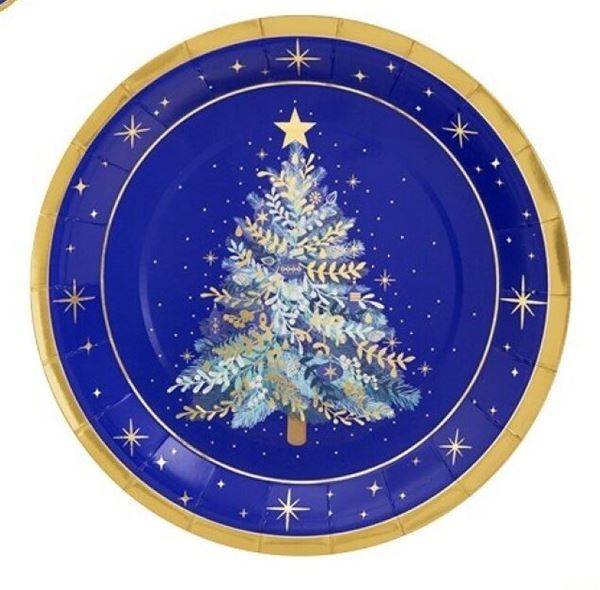 Picture of Platos Navidad Azul Noche cartón 23cm (6 uds.)