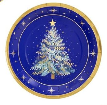 Imagen de Platos Navidad Azul Noche cartón 23cm (6 unidades)
