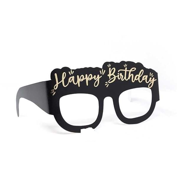Picture of Gafas Happy Birthday Negro y Dorado cartón (6 unidades)