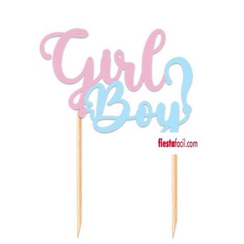 Imagen de Topper Tarta Girl Or Boy Baby Shower (21cm)