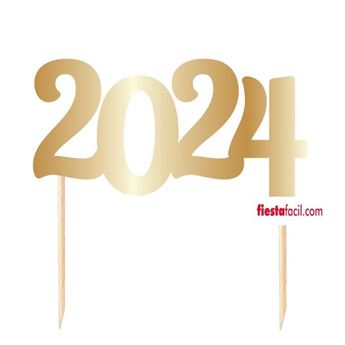 Imagens de Topper 2024 Nochevieja Dorada cartón