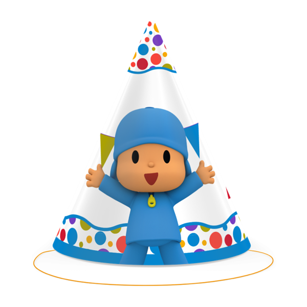 Imagen de Gorros Cono Pocoyó Cumpleaños cartón (6 unidades)