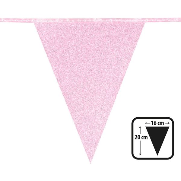 Imagen de Banderín Rosa Pink Glitter cartón (6m)