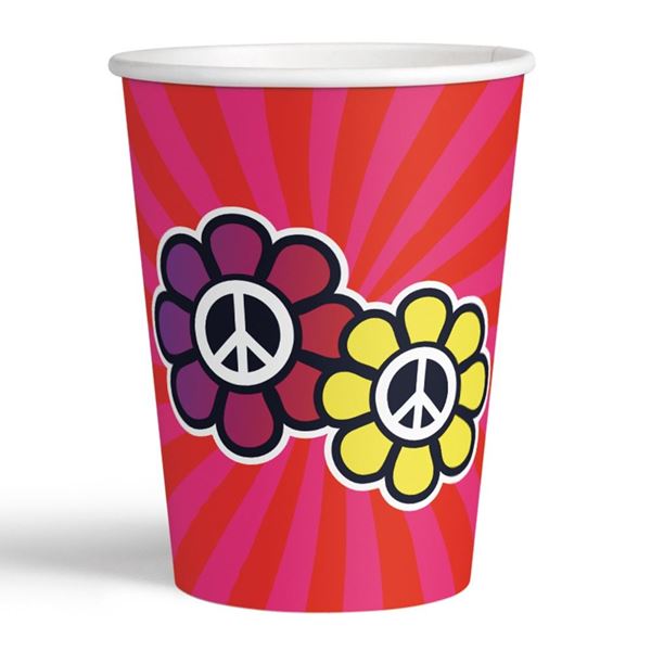Imagen de Vasos Hippie Flower Power cartón (8 uds.)