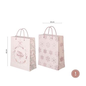 Imagen de Bolsas Regalo Feliz Navidad Rosa 42cm x 30cm (2 unidades)