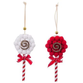 Imagen de Adornos Colgantes Piruletas Navidad Madera 14cm (2 unidades)