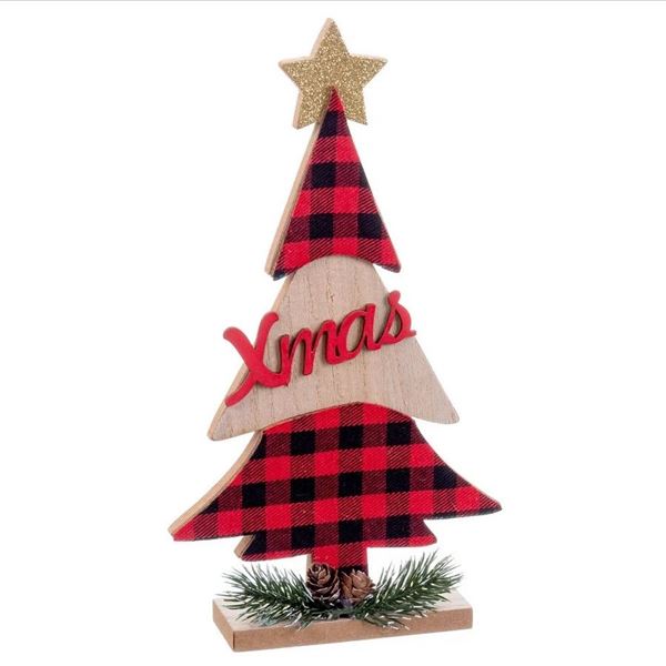 Imagen de Peana Árbol de Navidad Escocés madera (25cm)