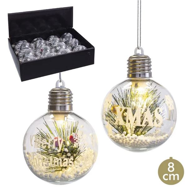 Imagen de Adorno Bola Navideña con Luz 8cm (1 ud.)