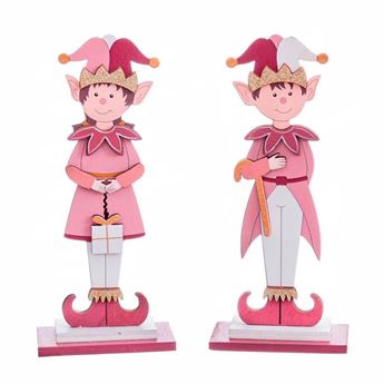 Imagen de Adorno Elfos Navideños Madera 15cm (2 unidades)
