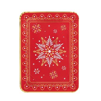 Imagen de Bandeja Navidad Roja Efecto Metálico cartón (1 ud.) 