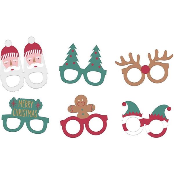 Imagen de Gafas Navideñas Surtidas cartón (6 uds.)