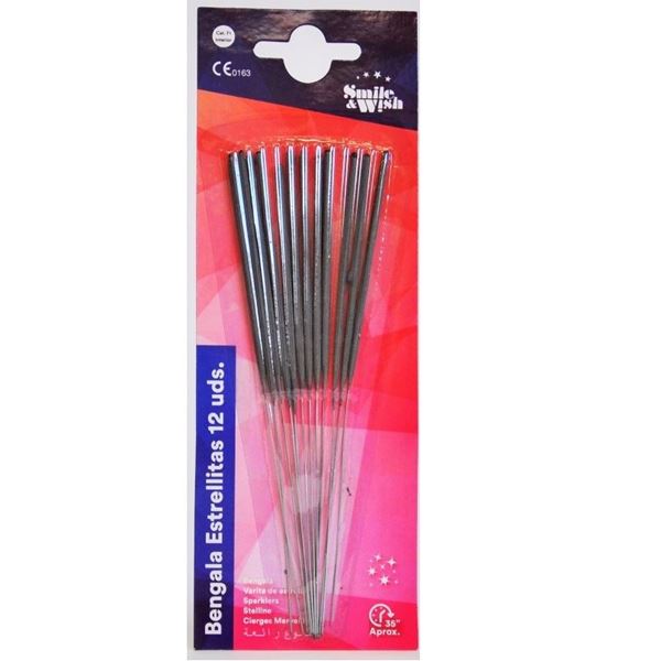 Imagen de Bengalas Palillo Estrellitas 17cm (12 unidades)