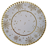 Picture of Bandeja Redonda Copos de Nieve Oro cartón 30cm (1 ud.)