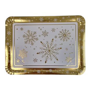 Imagen de Bandeja Copos de Nieve Oro cartón 34cm (1 ud.)