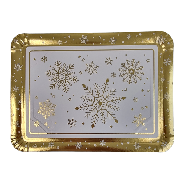Picture of Bandeja Copos de Nieve Oro cartón 34cm (1 ud.)