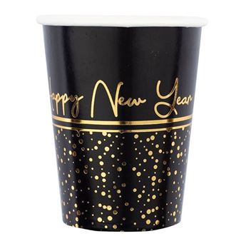 Imagen de Vasos Feliz Año Nuevo cartón 250ml (8 unidades)