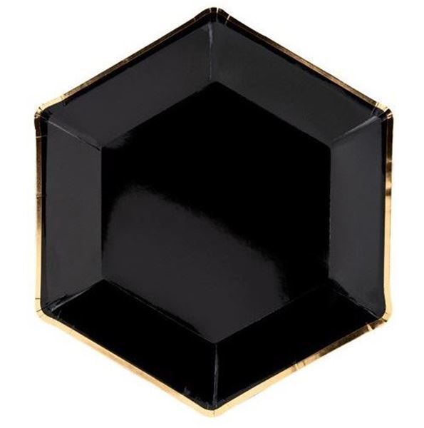 Picture of Platos Celebración Negros cartón 23cm (6 uds.)