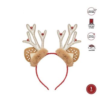 Imagen de Diadema Reno Pelo y Cascabeles Navidad