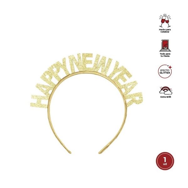 Imagen de Diadema Happy New Year Dorada