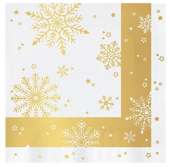 Imagen de Servilletas Copos de Nieve Oro papel (30 uds.)