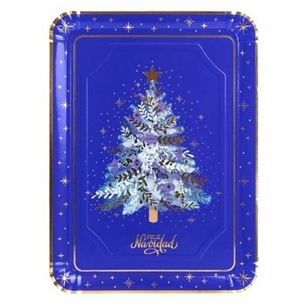 Picture of Bandeja Navidad Azul Noche cartón 25x34cm (1 ud.)