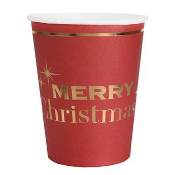 Picture of Vasos Rojo Chic Merry Christmas cartón (10 unidades)