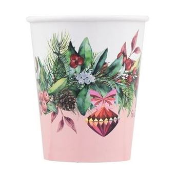 Picture of Vasos Navidad Burdeos cartón 250cc (8 uds.)