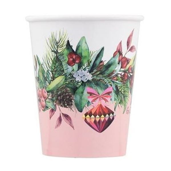 Imagen de Vasos Navidad Burdeos cartón 250cc (8 uds.)