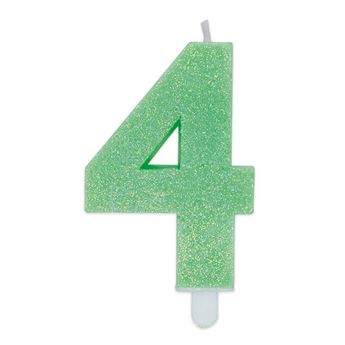 Imagen de Vela 4 Verde Glitter