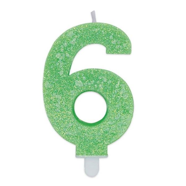 Imagen de Vela 6 Verde Glitter