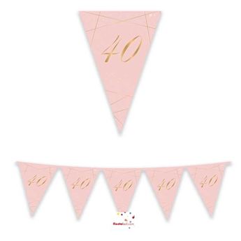 Imagen de Banderín Feliz 40 Cumpleaños Rosa y Dorado papel (3m)
