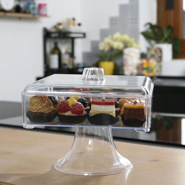 Picture of Soporte para Tarta Pasteles Transparente Candy Bar Plástico con Tapa (20,5cm)