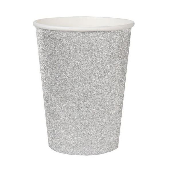 Picture of Vasos Plateados Glitter cartón 266ml (10 unidades)