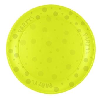 Imagens de Plato Amarillo Fluor plástico reutilizable 21cm