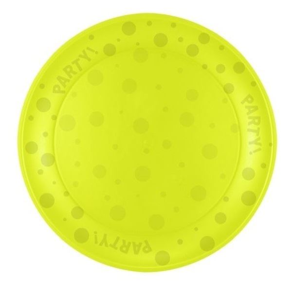 Imagens de Plato Amarillo Fluor plástico reutilizable 21cm